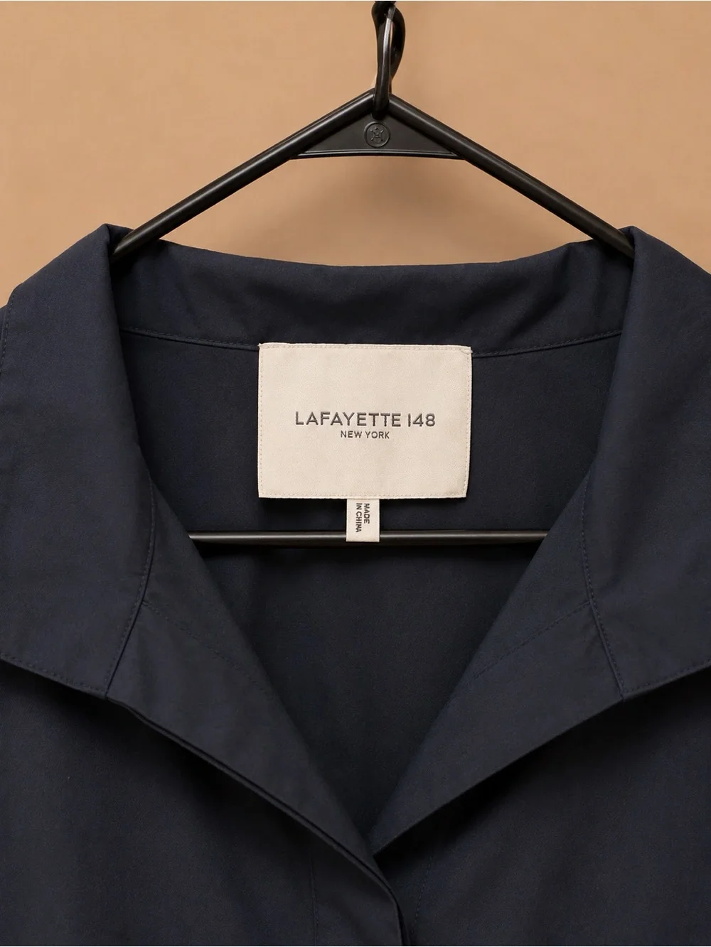 Lafayette 148 New York Blue Cotton Button
Down Shirt XL Leather Tag Accent - Picture 2 of 4